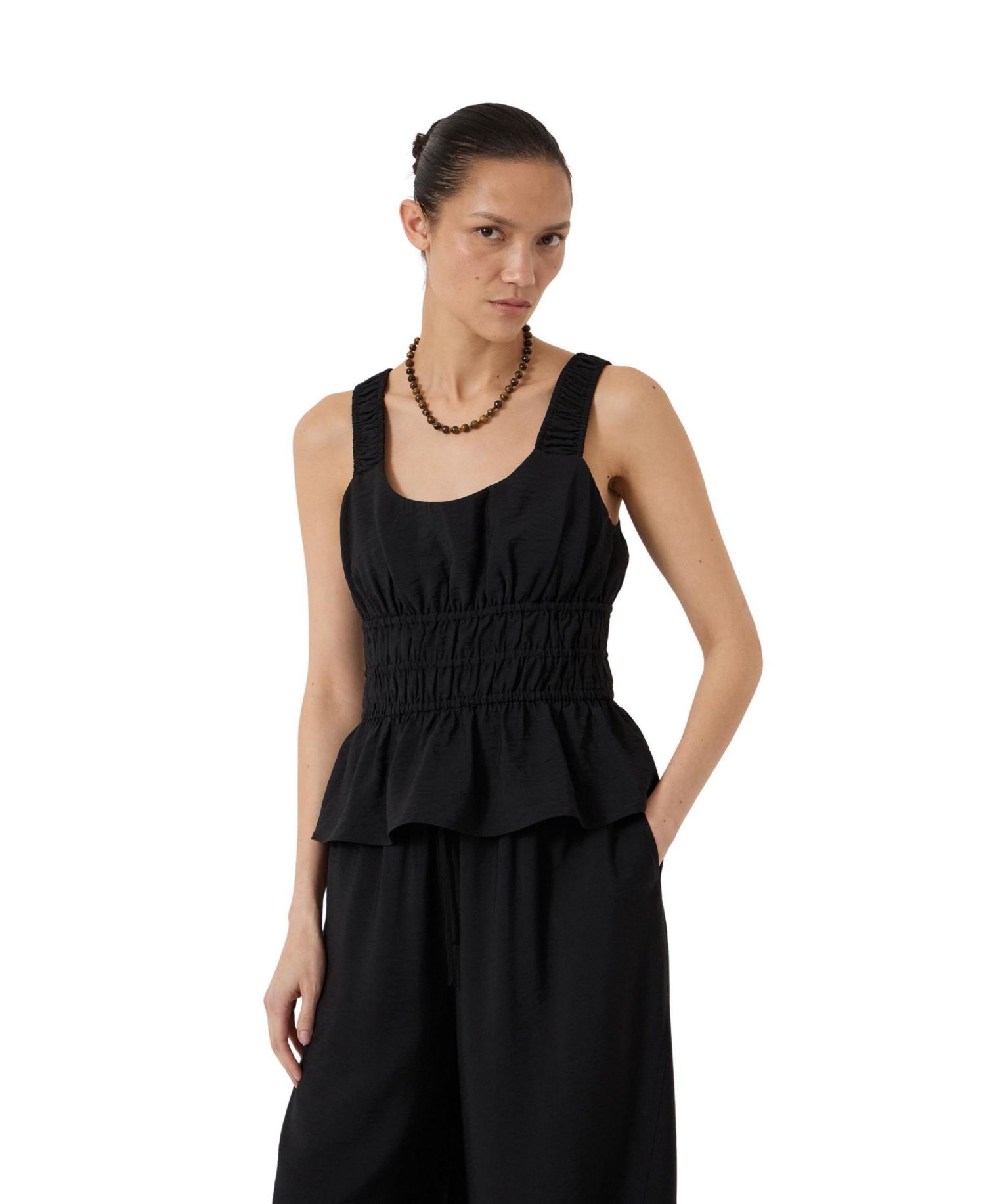 Women's Waist Gathered Sleeveless Top