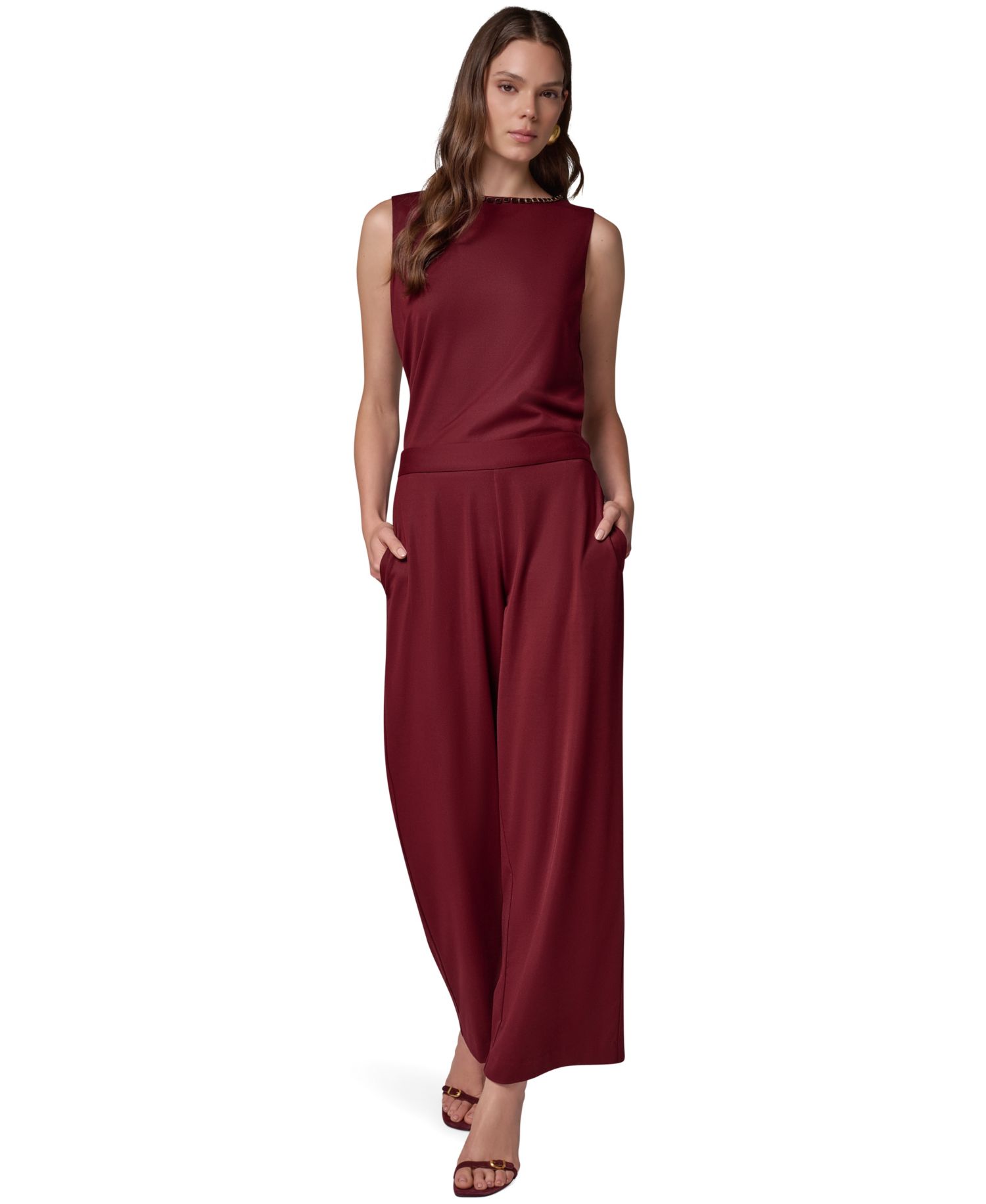Women's Wide-Leg Pull-On Elastic-Waist Knit Pants