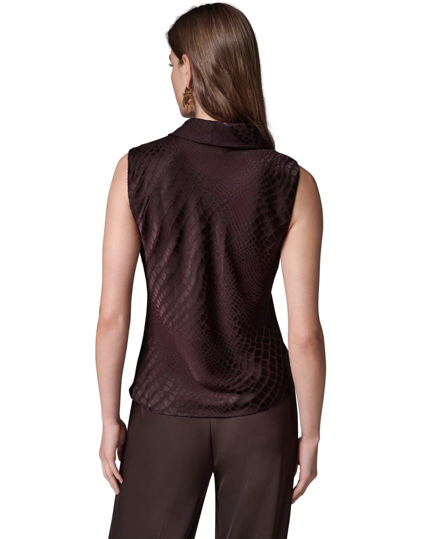 Women's Snake-Print Sleeveless Cowl-Neck Blouse