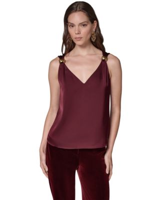 Women's Sleeveless V-Neck Satin Blouse