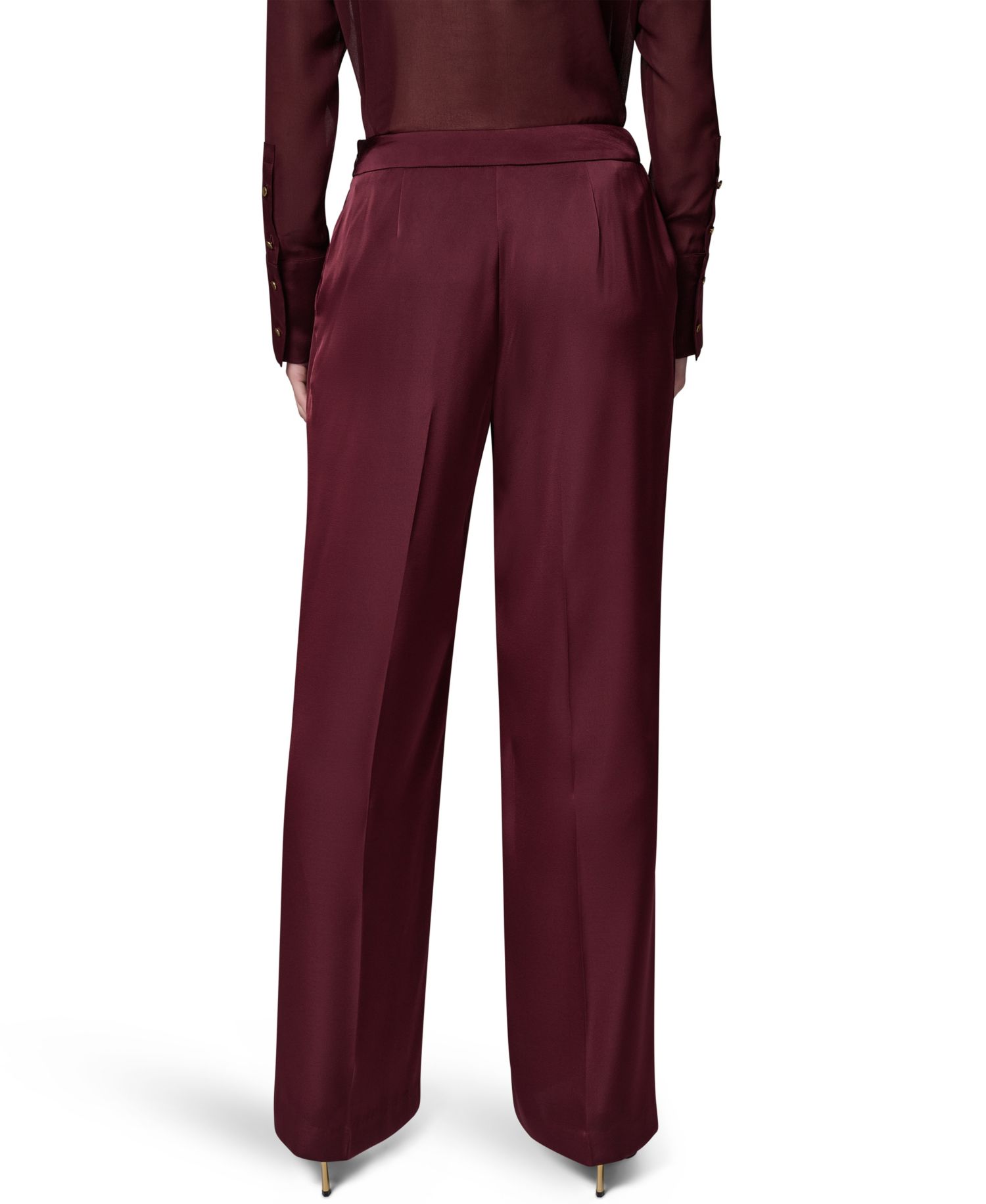 Women's Wide-Leg Satin Side-Zip Pants