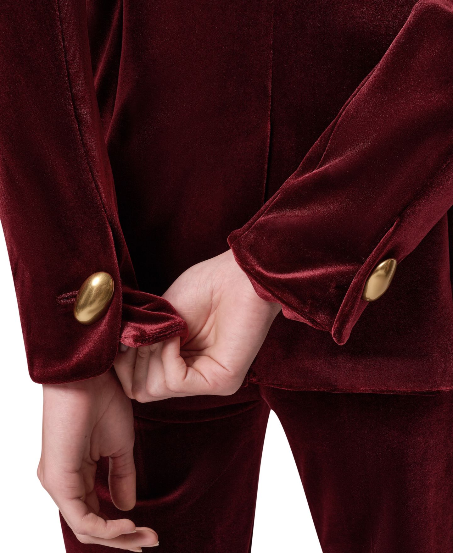 Женский пиджак Donna Karan New York Classic Velvet 1-Button Shoulder-Padded Blazer, цвет: Чёрный вишнёвый — фото 6
