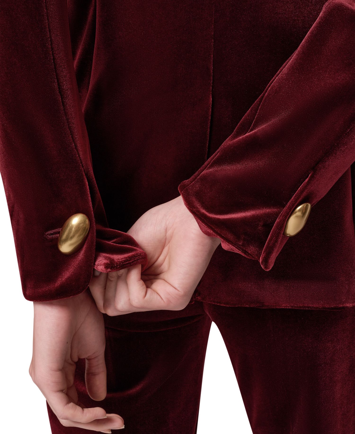 Women's Classic Velvet 1-Button Shoulder-Padded Blazer