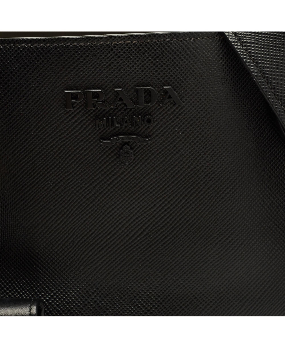 Pre-Owned Prada Women's Monochrome Saffiano Leather Medium Tote Bag