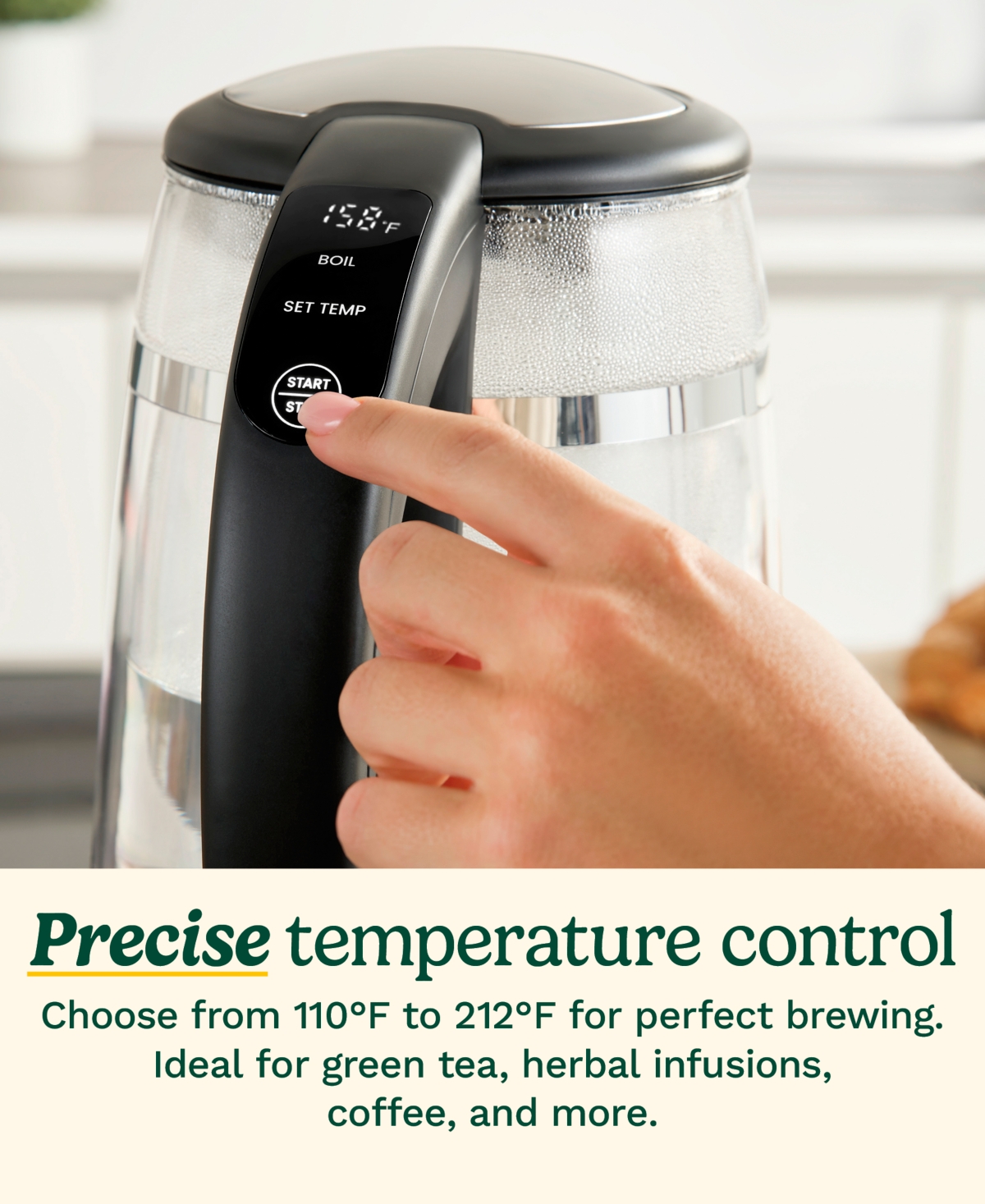 Cuisinart Clear Temp 1.7L Glass Kettle Gk-19