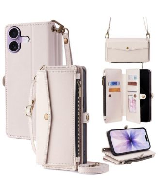 5-in-1 Wallet Case for iPhone 17 - Card Holder with Zipper Pocket, Wrist and Crossbody Straps
