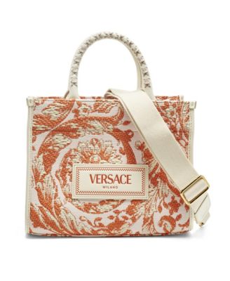 Women's Small Barocco Athena Raffia and Canvas Tote Bag