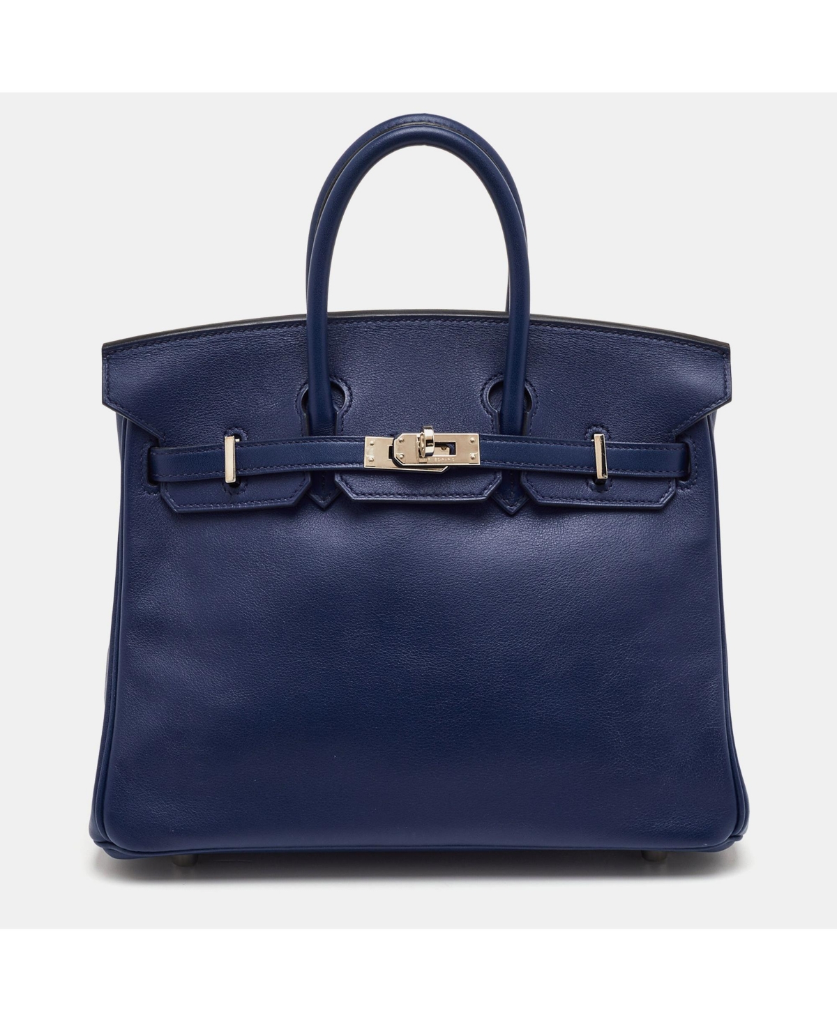 Pre-Owned Hermes Women's Birkin 25 Finish Bleu Saphir Swift Leather Tote