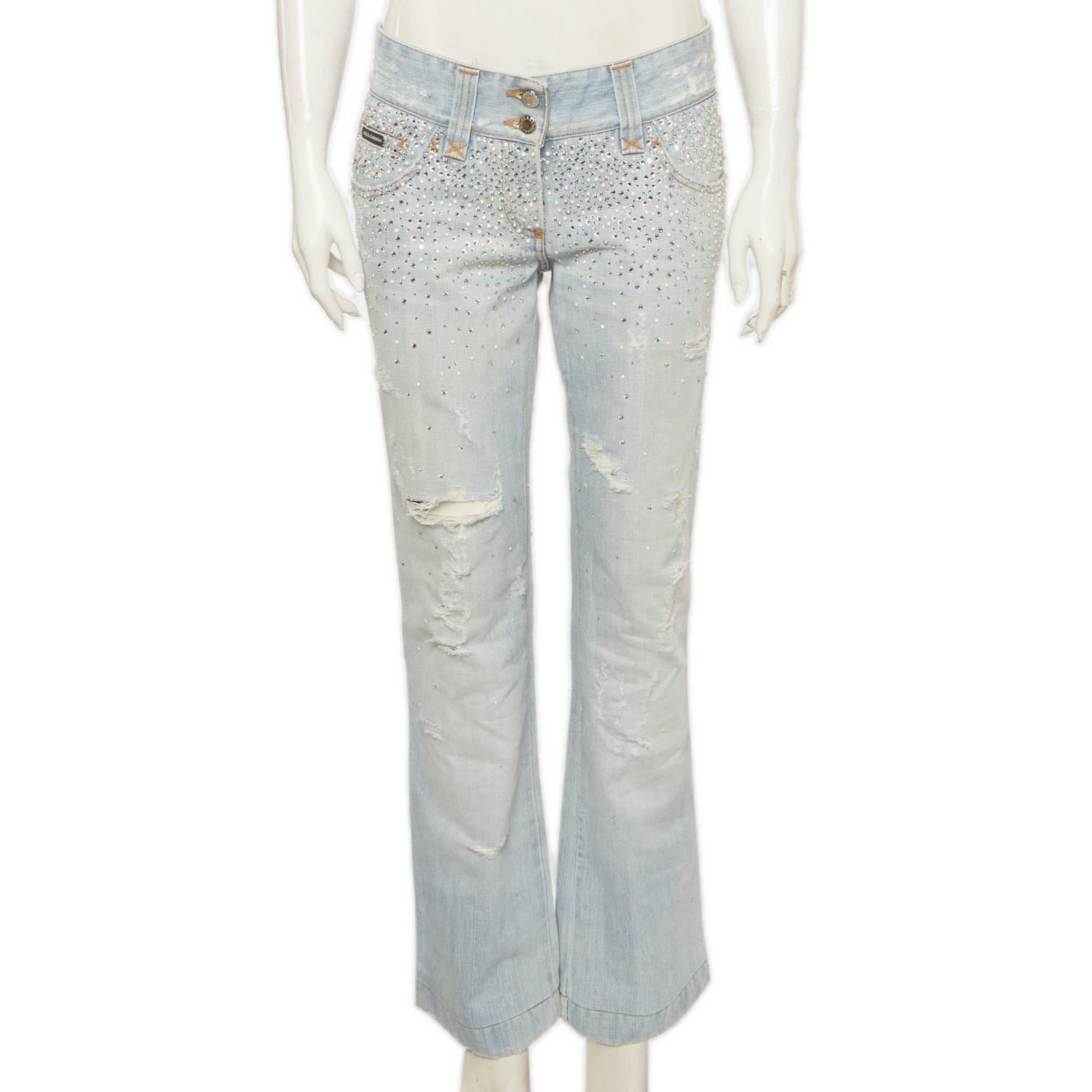Women's Mid-Rise Rhinestone Boot-Cut Jeans