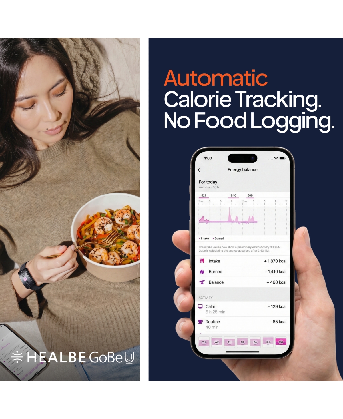 Healbe GoBe U Smart Wellness Band with Automatic Calorie Intake, Sleep, Hydration