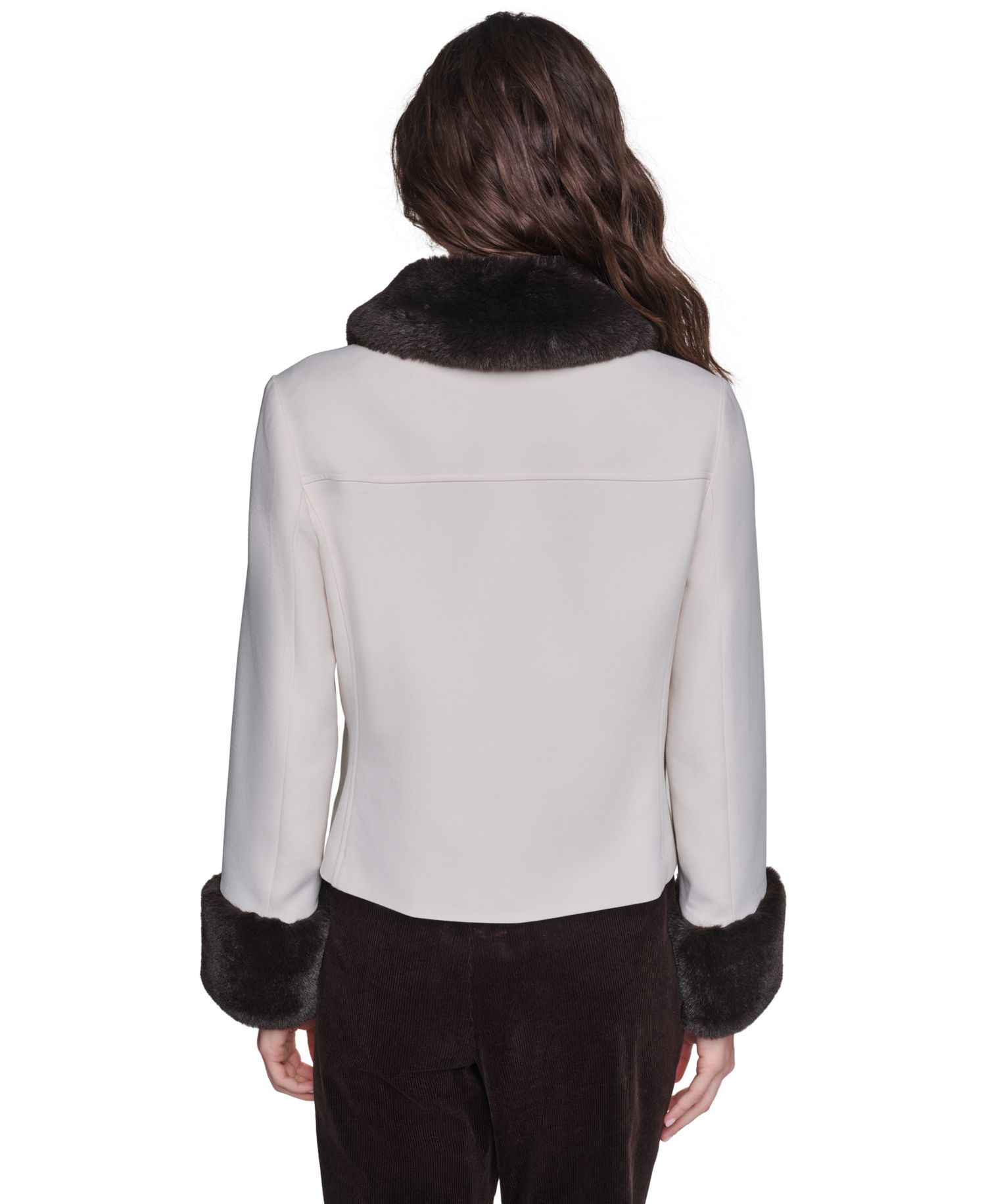 Women's Faux-Fur Collar and Cuffs Short Jacket