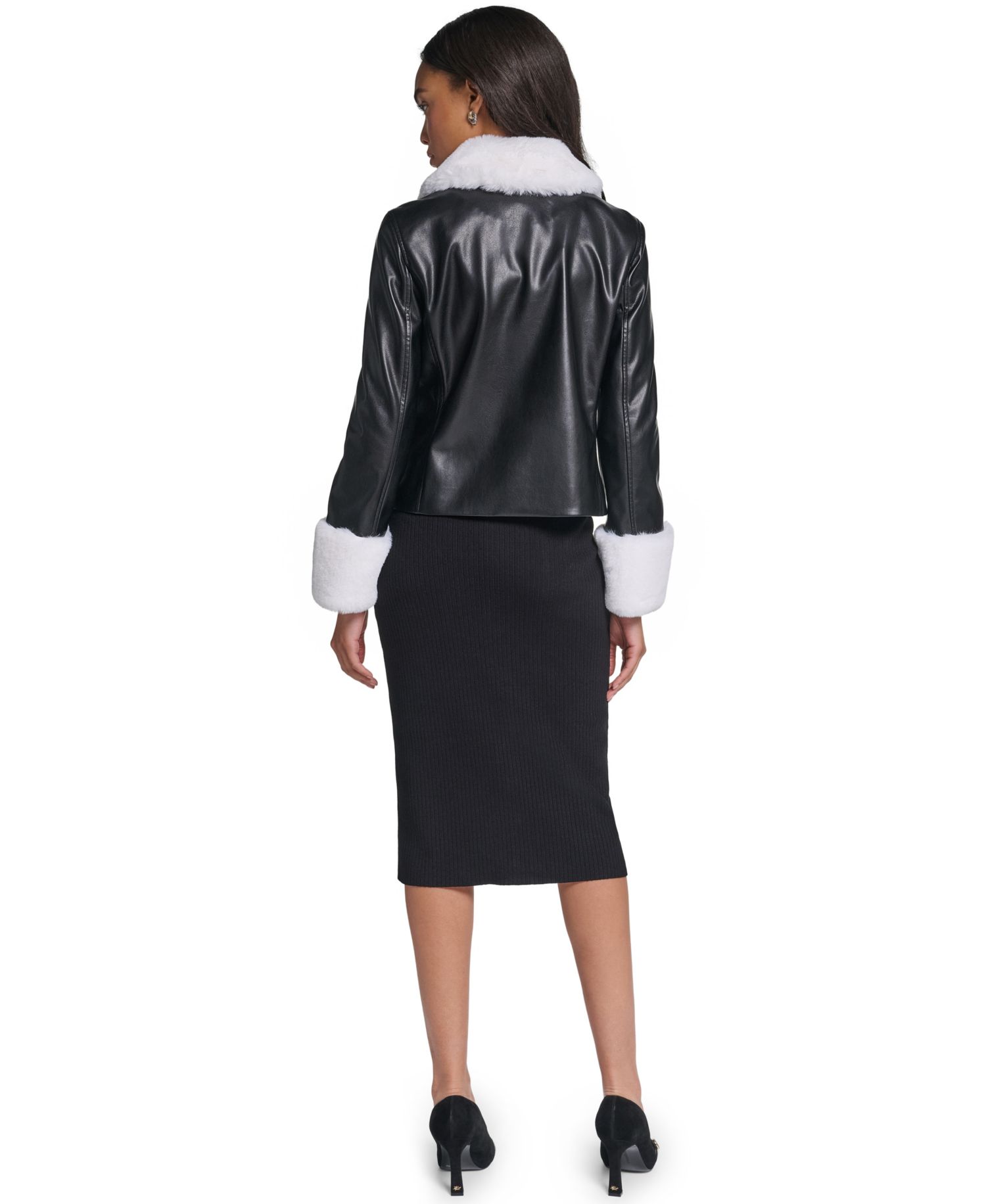 Women's Faux Fur Collar Double-Breasted Jacket