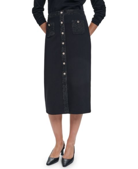 Женская юбка KARL LAGERFELD PARIS Midi Pencil, цвет: Чёрный