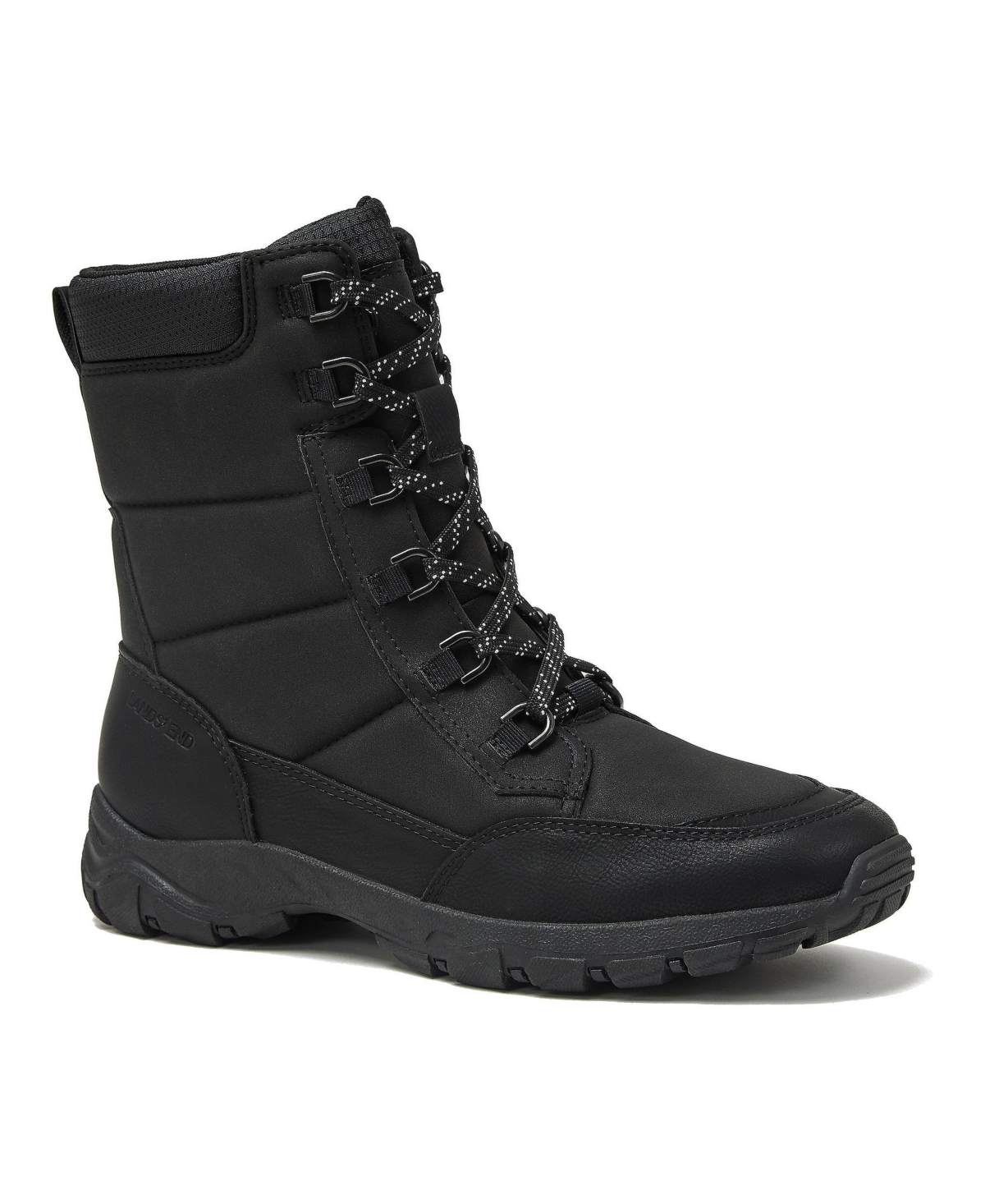 Lands' End Men's Wide Width Expedition Trail Waterproof Lace Up Snow Boots - Black