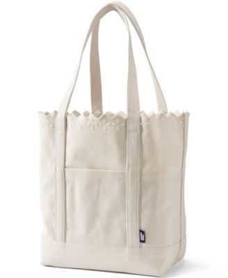 Large Eyelet Canvas Long Handle Open Top Tote