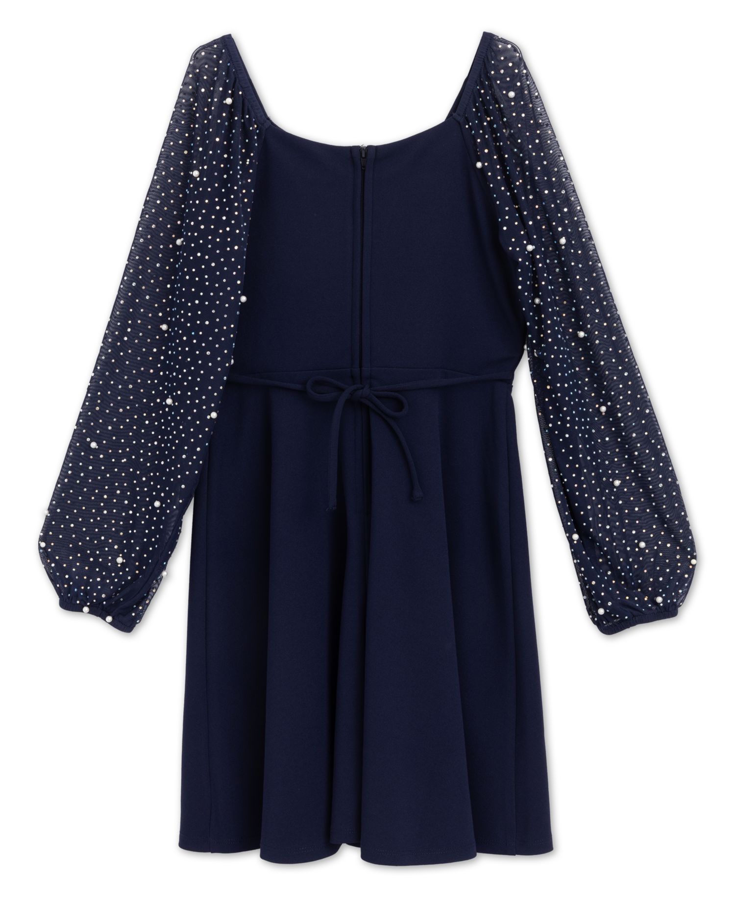 Girls' 7-16 Sequin Long-Sleeve Fit and Flare Dress