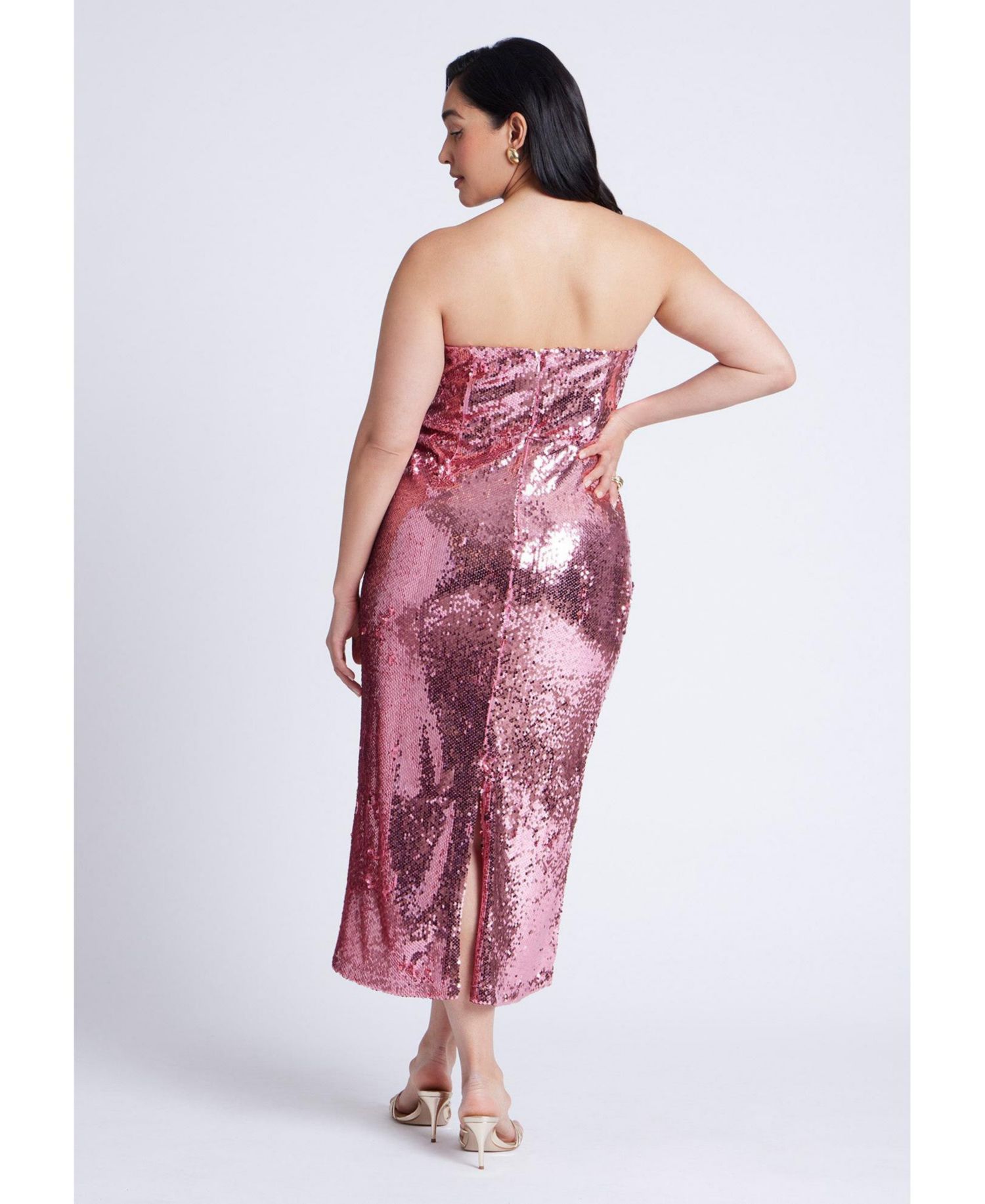 Women's Corset Bodice Sequin Midi Dress