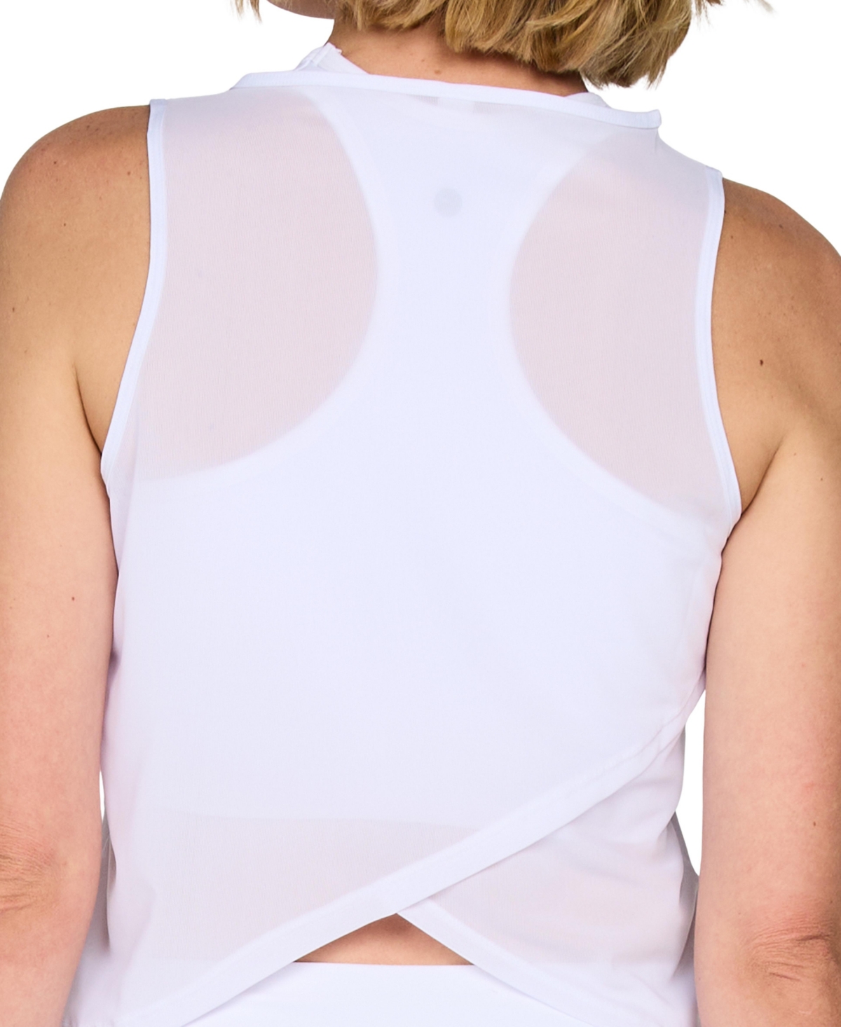 G Lifestyle Clothing Women's Crop Mesh Cross-Back Sleeveless Tee