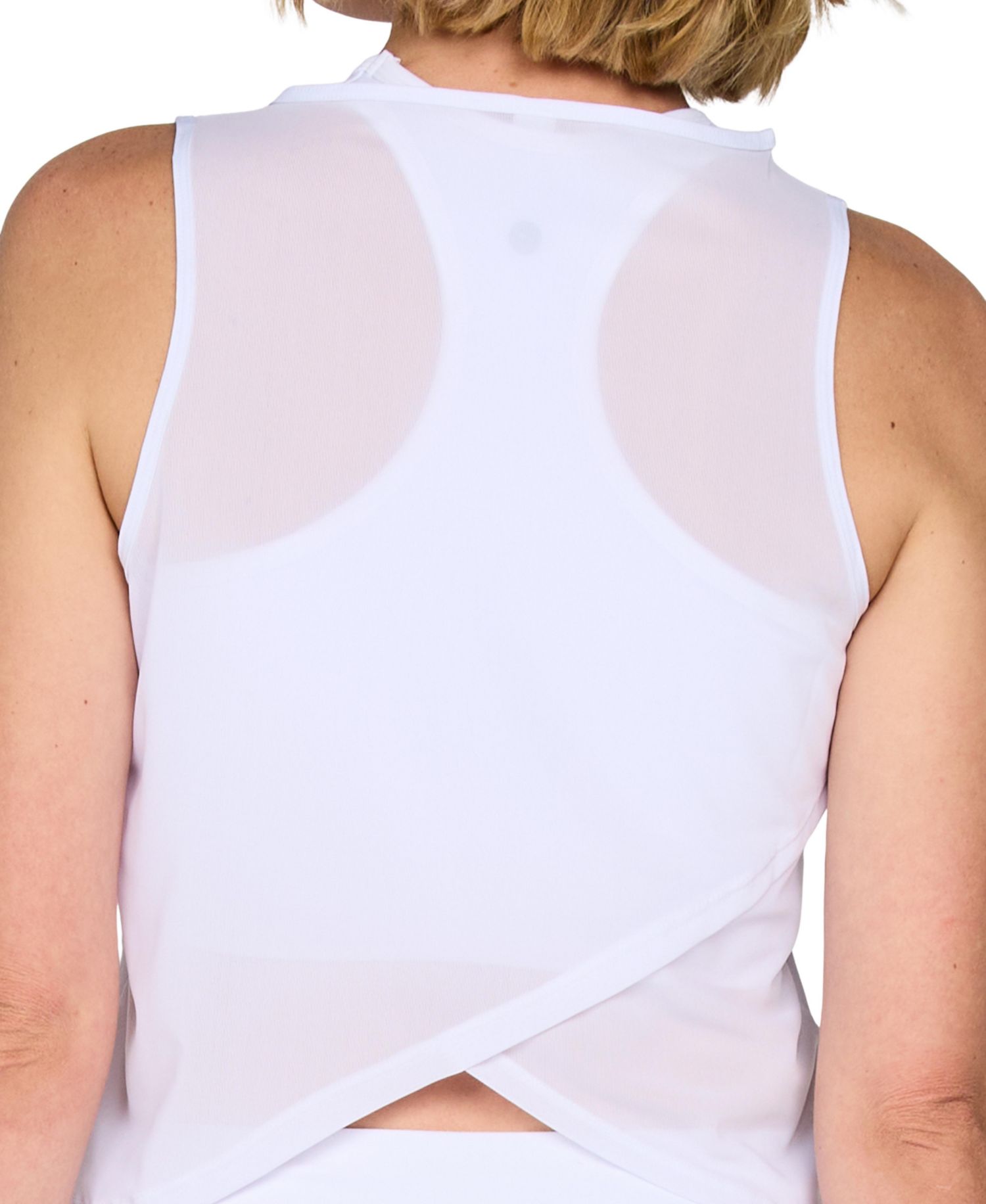 Women's Crop Mesh Cross-Back Sleeveless Tee