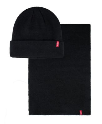 Men's Red Tab Logo Cold Weather Knit Beanie and Scarf, 2-Piece Set