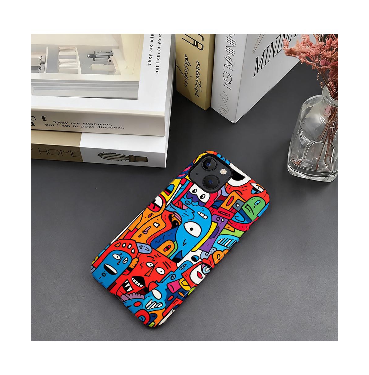 Lisen Faces Color Dual-Layer Hard-Shell Phone Case Compatible with Apple iPhone 15 Pro