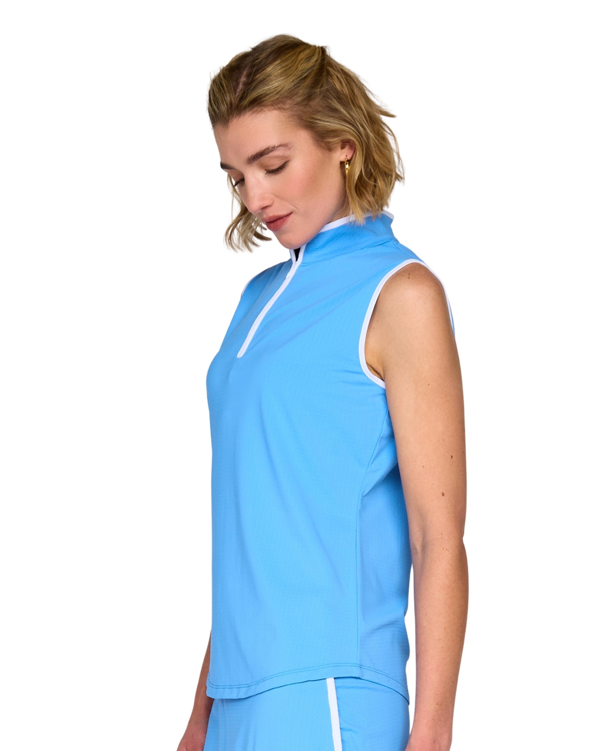 G Lifestyle Clothing Women's Tee It Up Mock Neck Piping Sleeveless Tank
