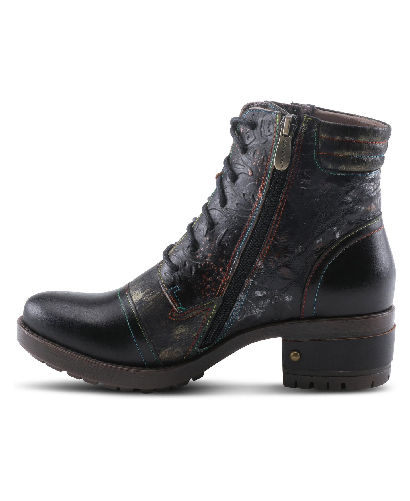 Женские ботинки L'Artiste Sunsetride Lace-Up Boot Mid with Full Grain Leather Upper, цвет: Чёрный разноцветный — фото 2