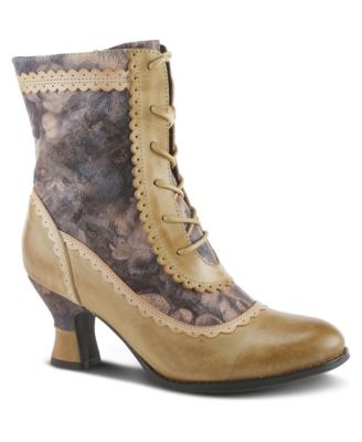 Women's Spring Step Bewitch-Floral Lace-Up Bootie with Painted Vamp