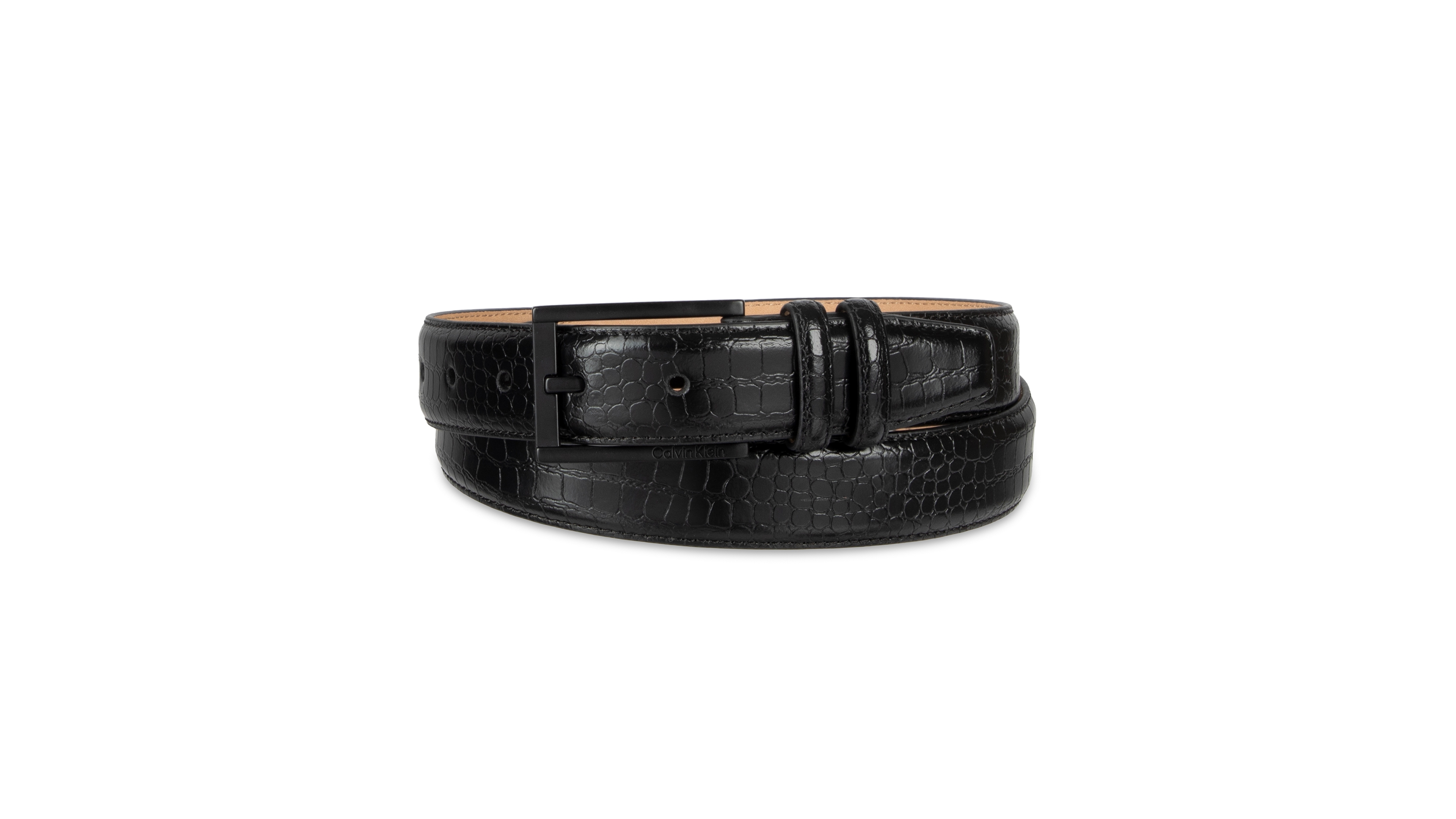 Calvin Klein Men's Crocodile-Embossed Dress Leather-Blend Belt