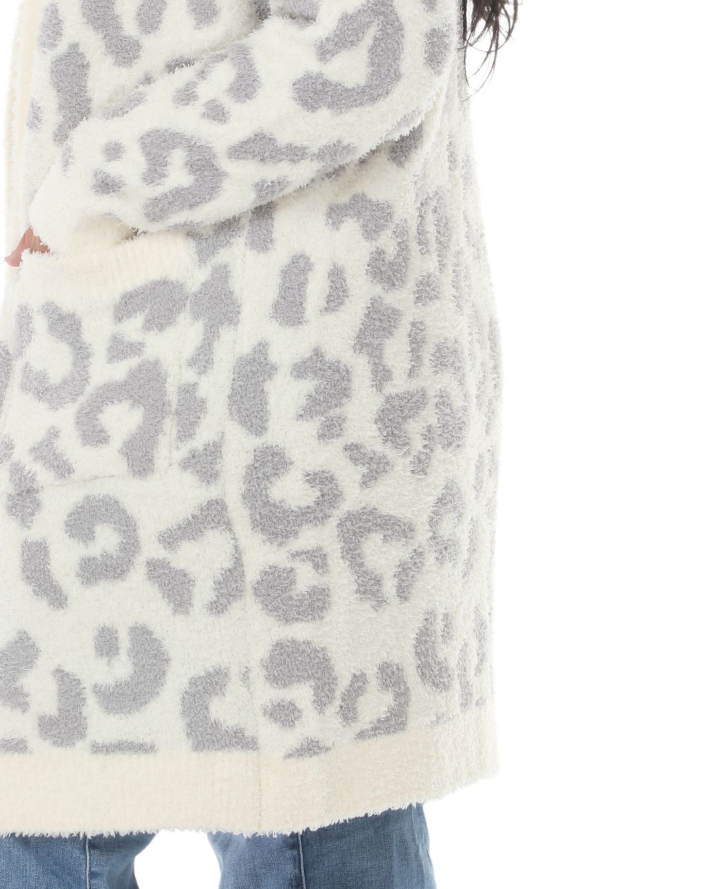 Plus Size Leopard-Print Sherpa Open-Front Cardigan Sweater