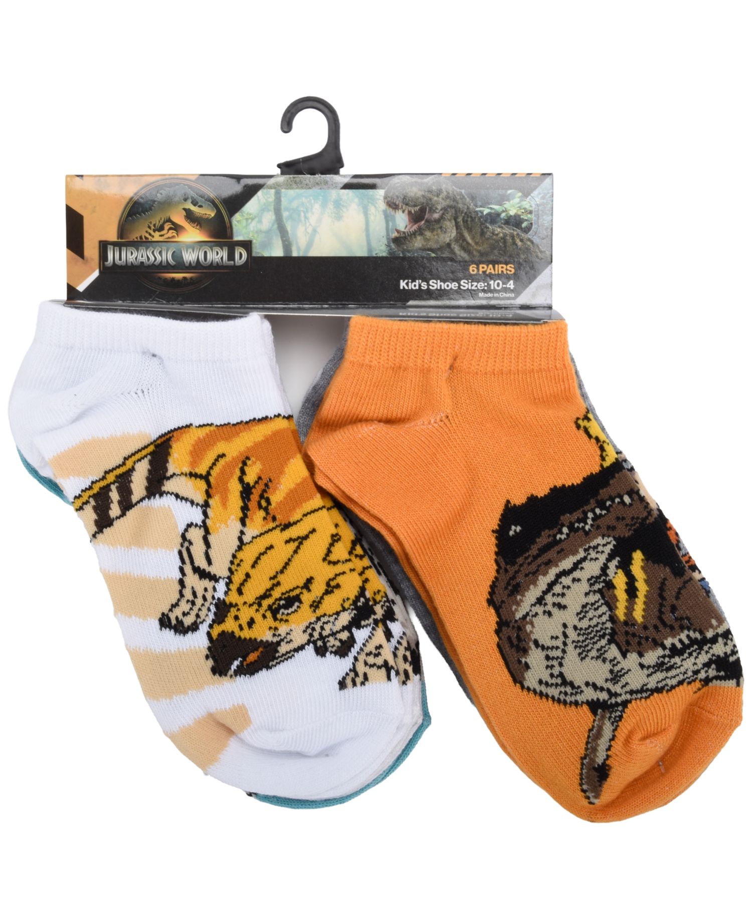 Boys' 4-20 Jurassic No Show Socks, 6-Pack