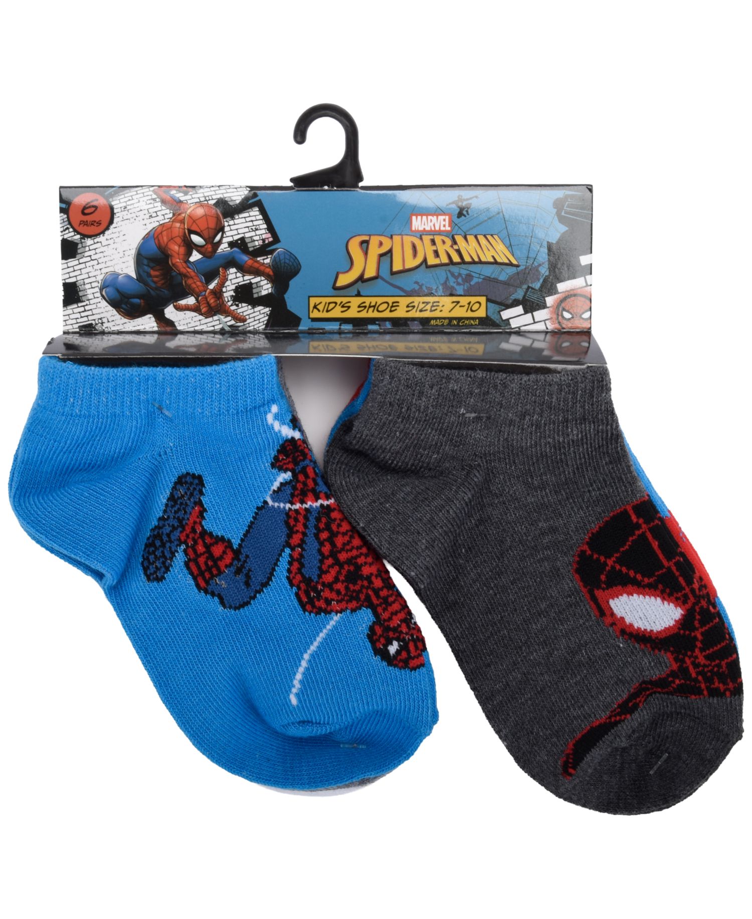 Boys' 4-20 Spider-Man and Miles Ankle Socks, 6-Pack