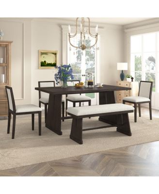 Farmhouse 6-Piece Dining Set with Bench