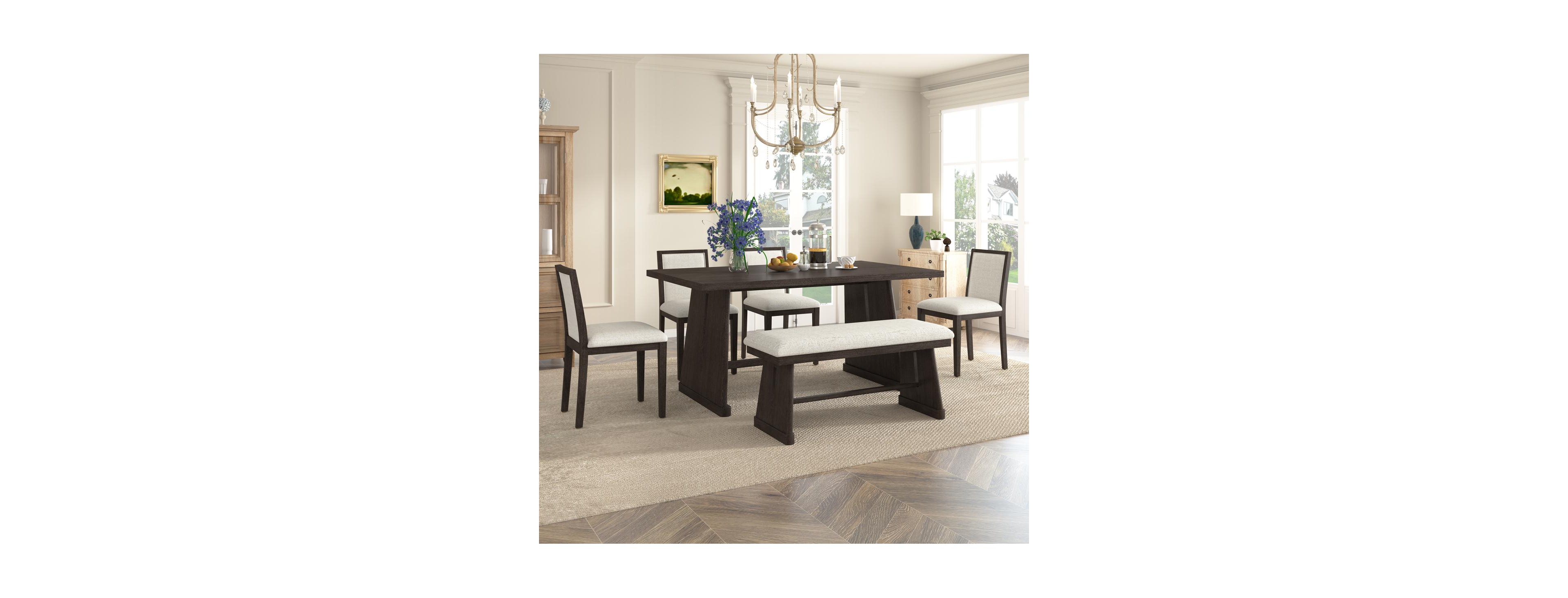 Streamdale Furniture Farmhouse 6-Piece Dining Set with Bench