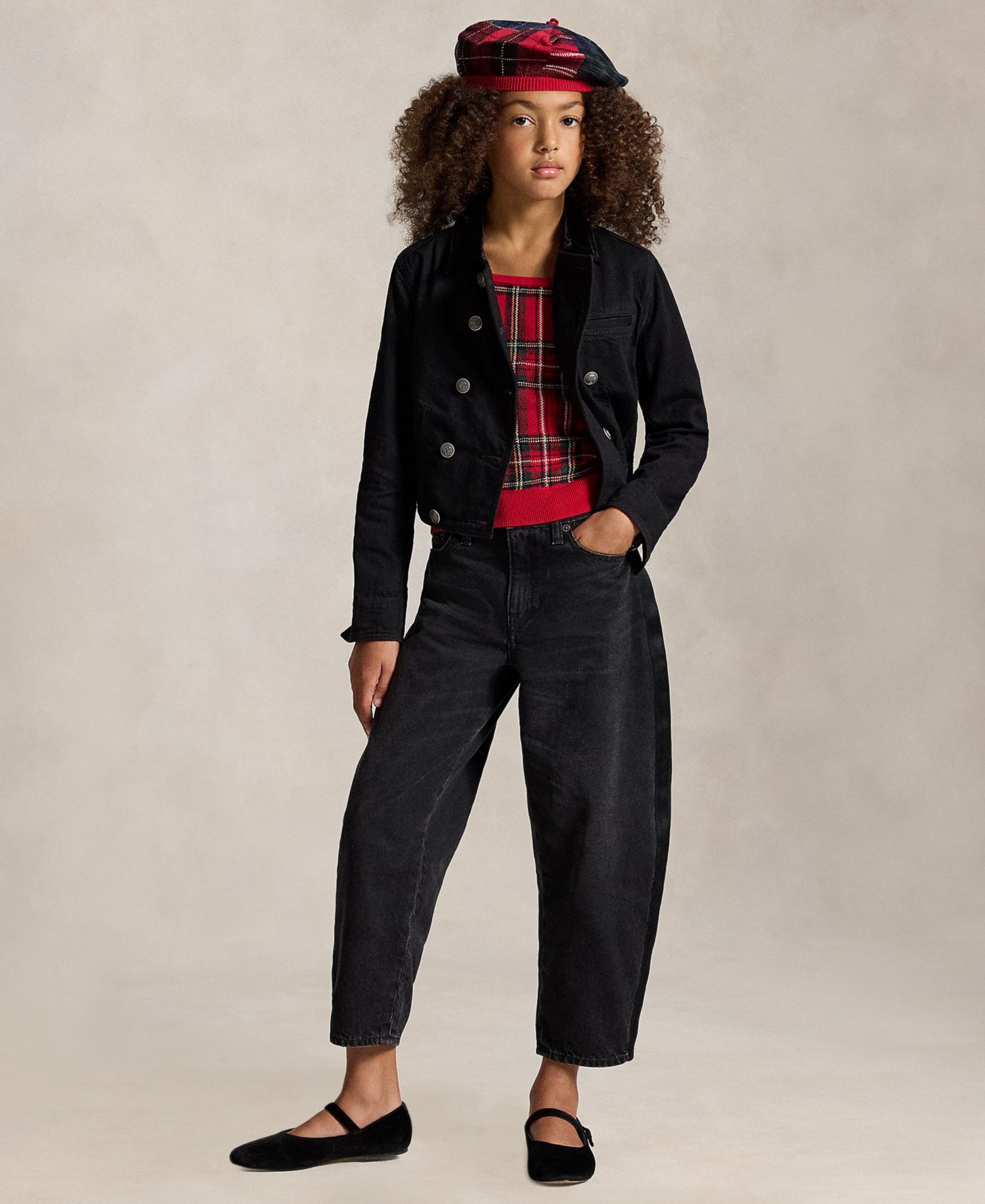 Girls' 7-16 Relaxed Curved-Tapered Denim Jeans
