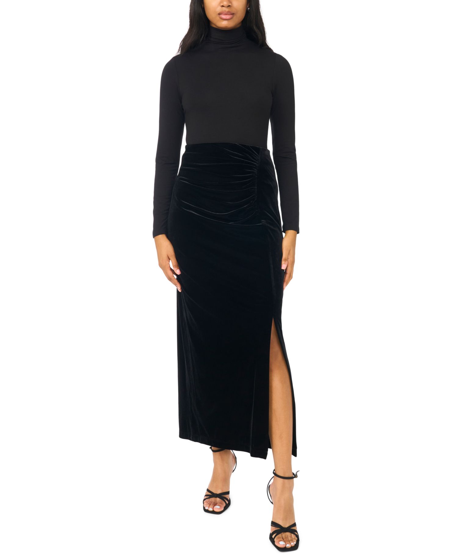 Petite Velvet High-Waisted Maxi Skirt