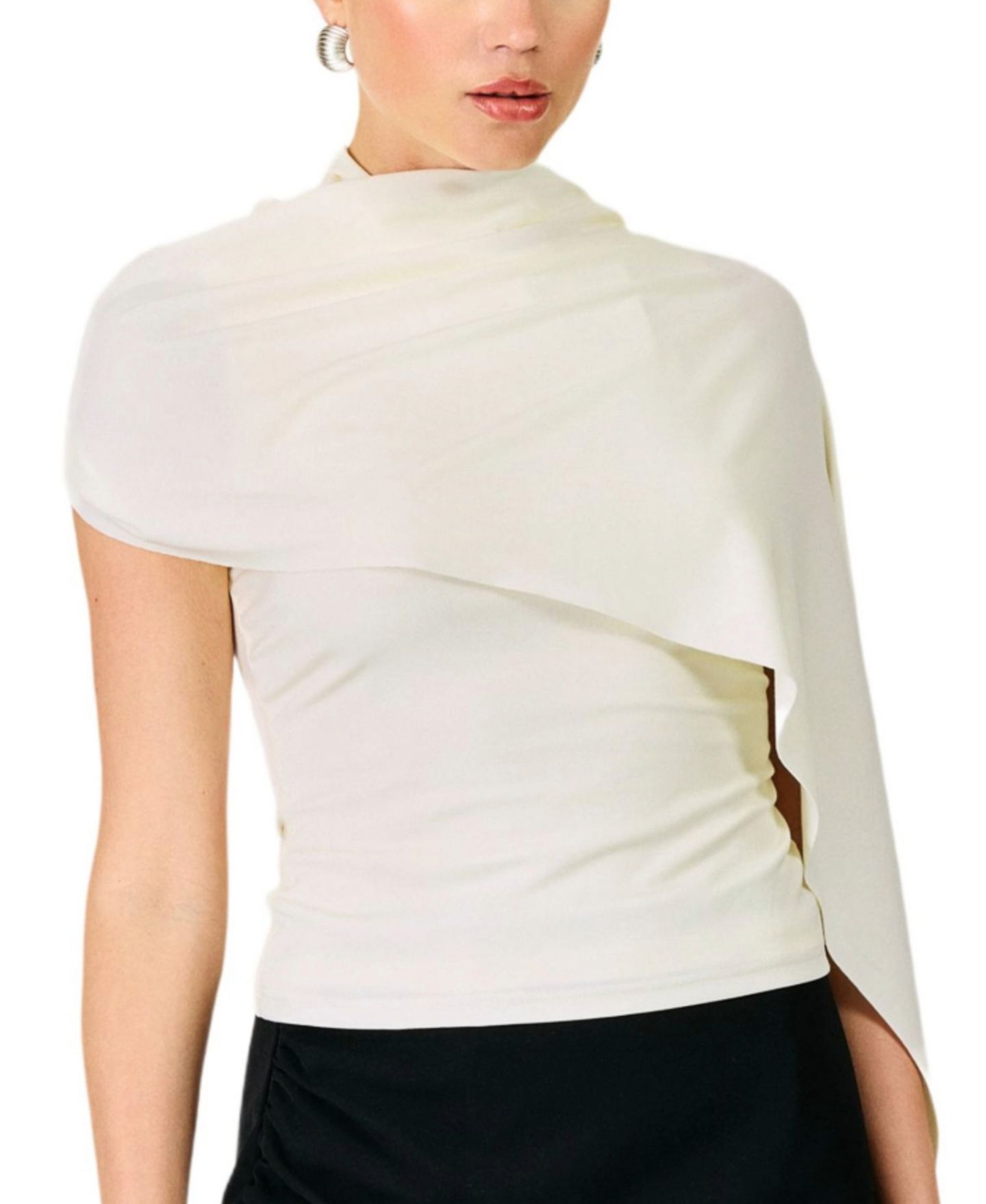 Женский топ Line & Dot Arabella High-Neck Cape-Sleeve, цвет: Слоновая кость — фото 1