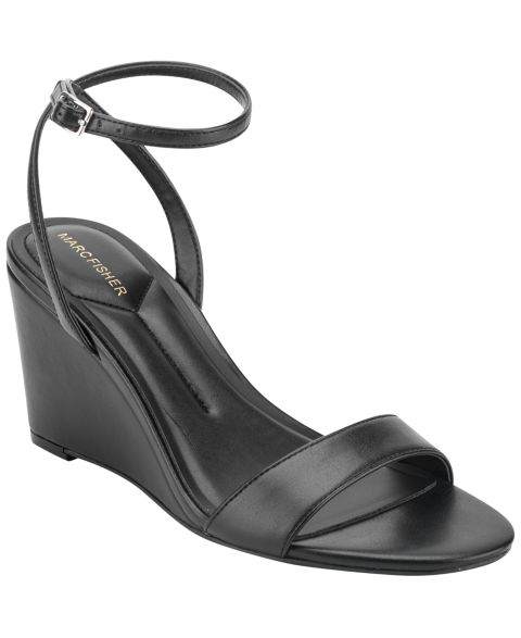 Женские сандалии Marc Fisher Lafier Ankle Strap Wedge, цвет: Чёрный