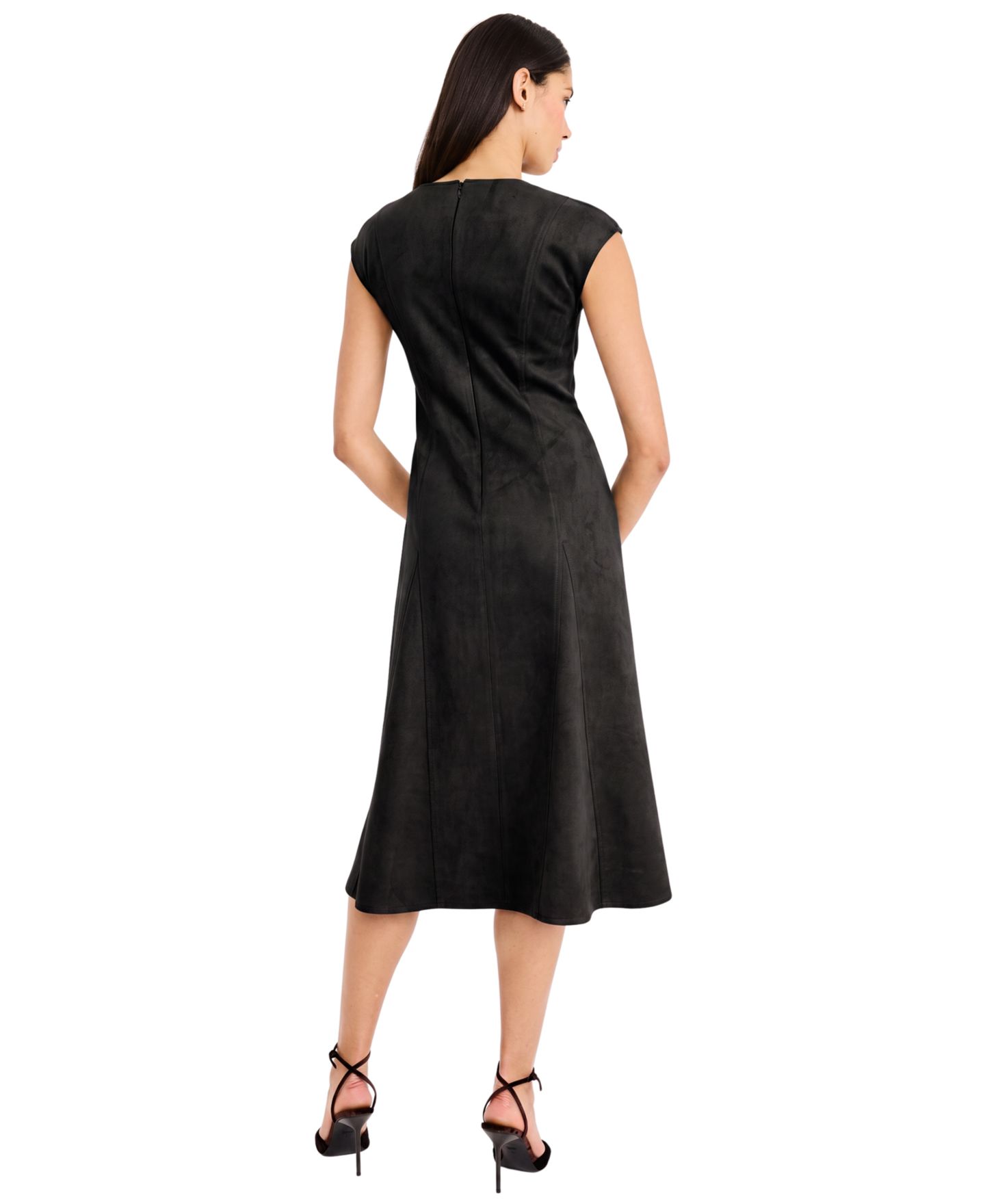 Женское платье Maggy London Ashanti Cap-Sleeve A-Line V-Neck Midi, цвет: Чёрный — фото 3