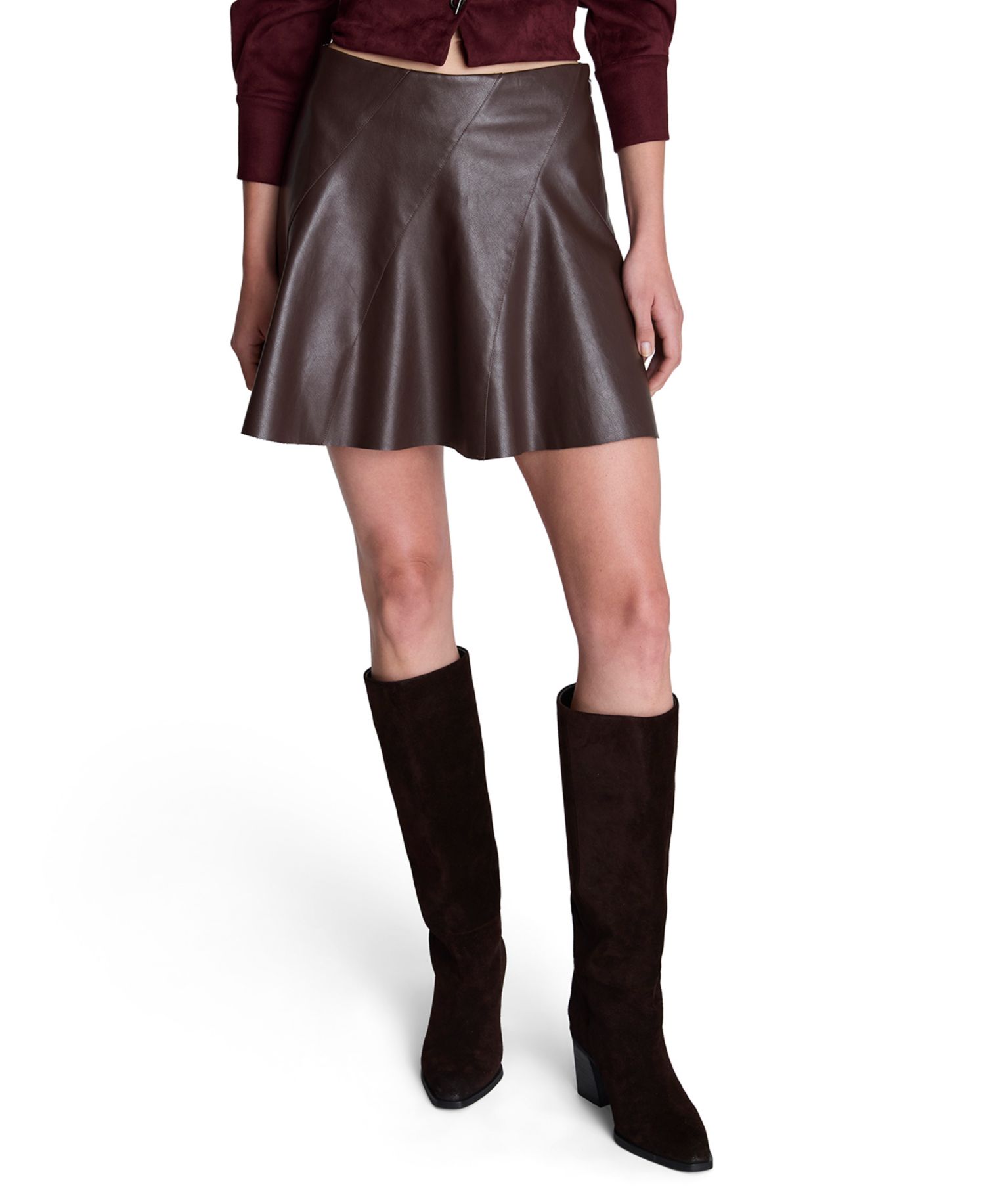 Women's Mini A-Line Faux Leather Skirt