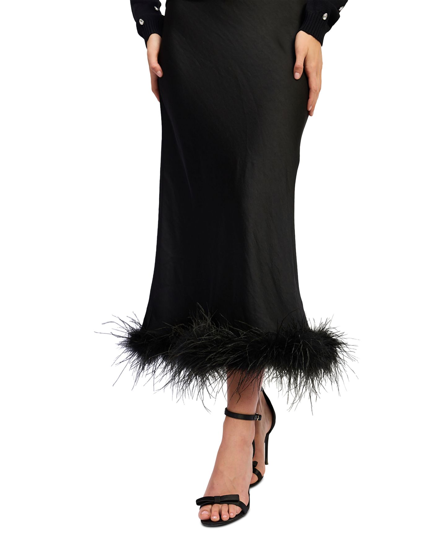 Женская юбка En Saison Vera Midi Satin A-Line High-Waisted, цвет: Бордо — фото 1