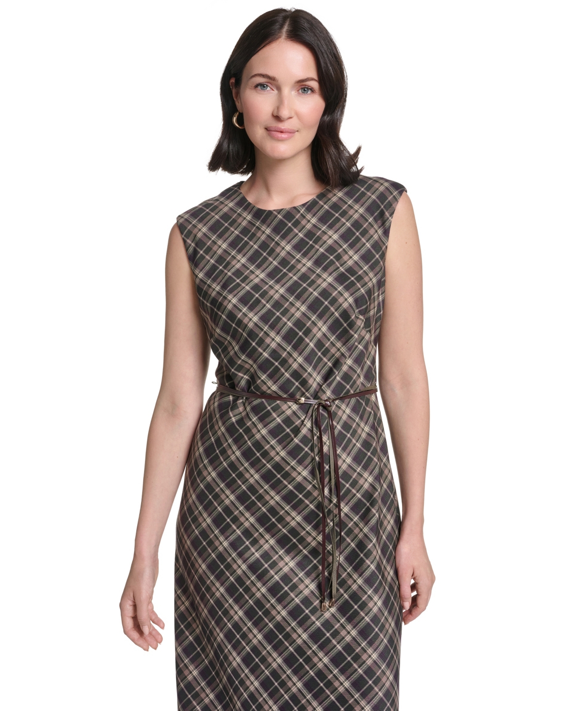 Jessica Howard Women's Cap Sleeve Bias Plaid Midi Dress