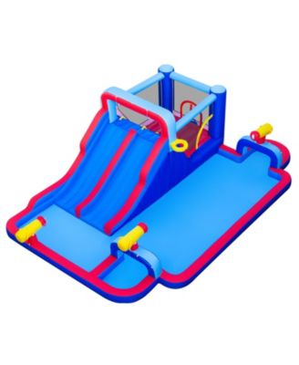 Inflatable Multi-Activity Water Slide Park with Double Slides, Bounce Area & Climbing Wall, Ages 3+