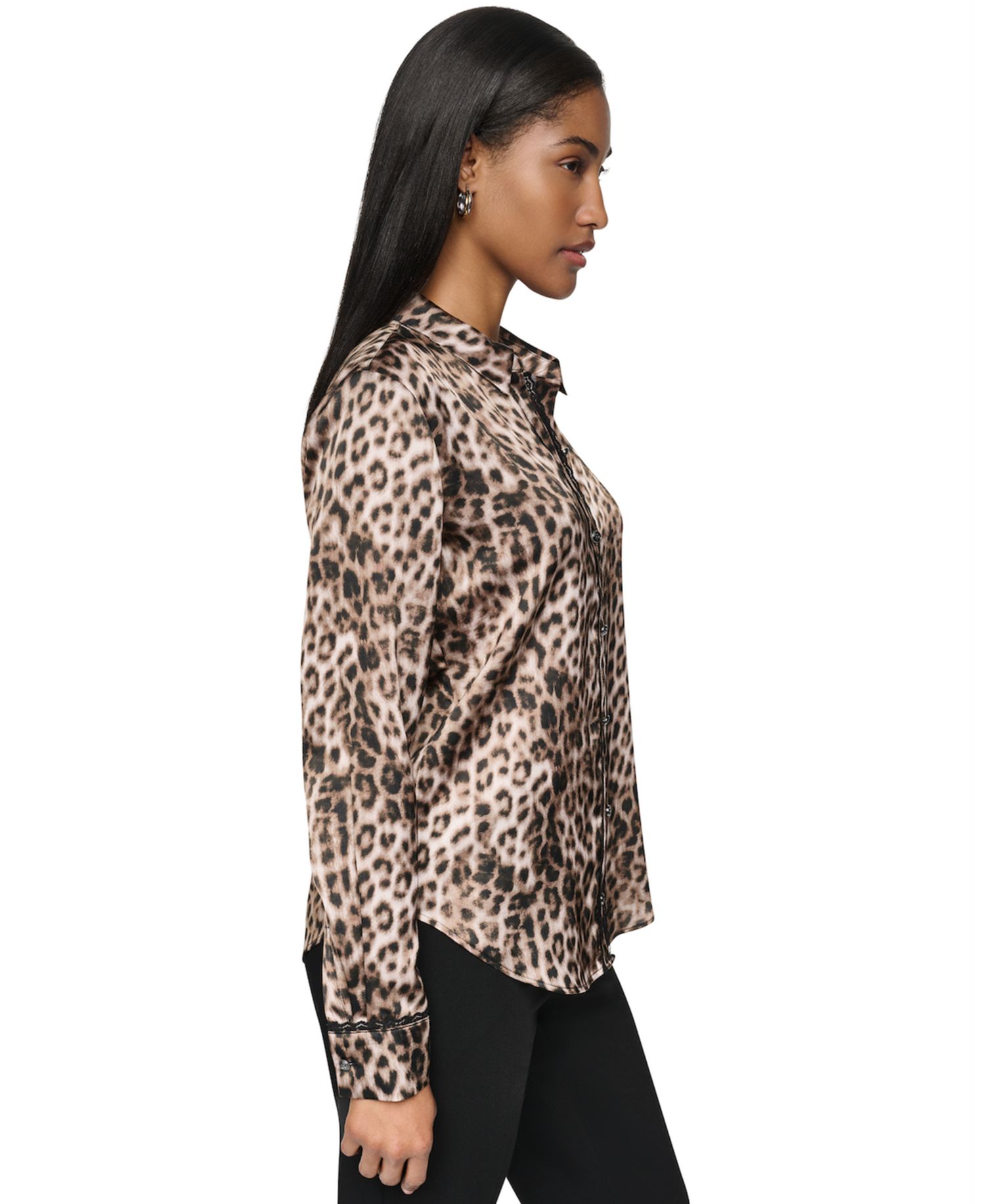 Women's Leopard-Print Long-Sleeve Blouse