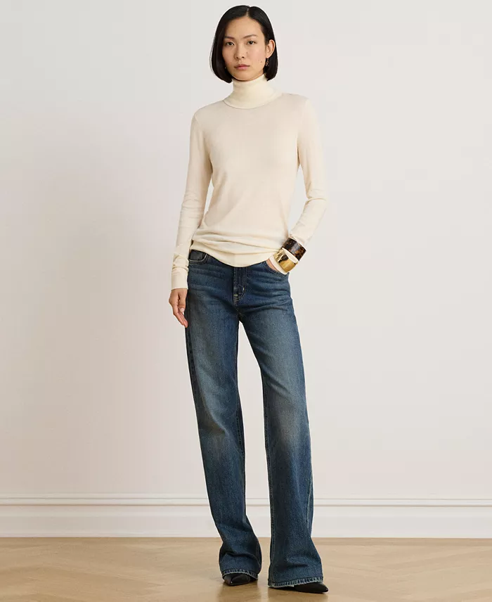 Women's Modal-Silk Blend Slim-Fit Turtleneck Sweater - thumbnail 8