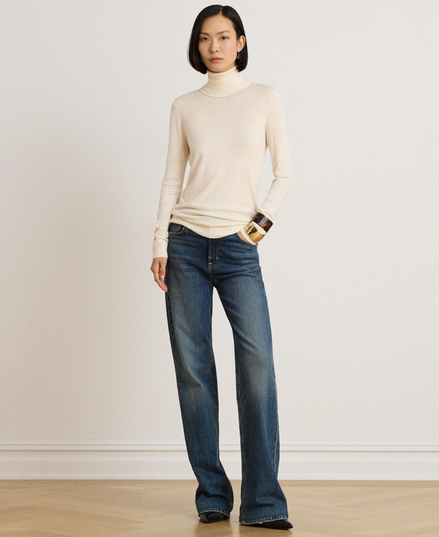 Women's Modal-Silk Blend Slim-Fit Turtleneck Sweater