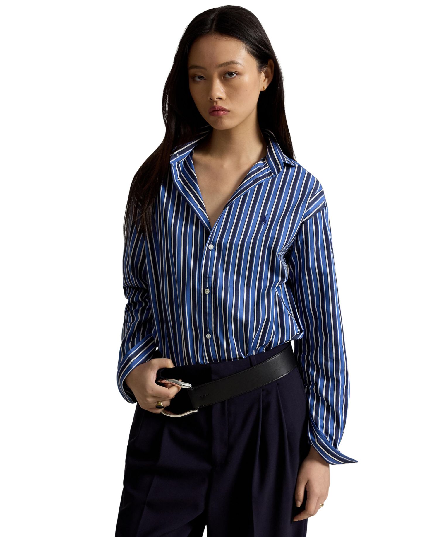 Women's Relaxed-Fit Striped Cotton Shirt