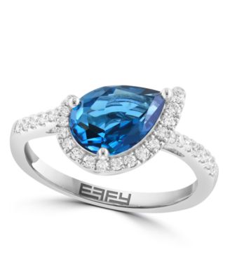 London Blue Topaz (2-3/8 ct. t.w.) & Diamond (1/4 ct. t.w.) Ring in 14k White Gold