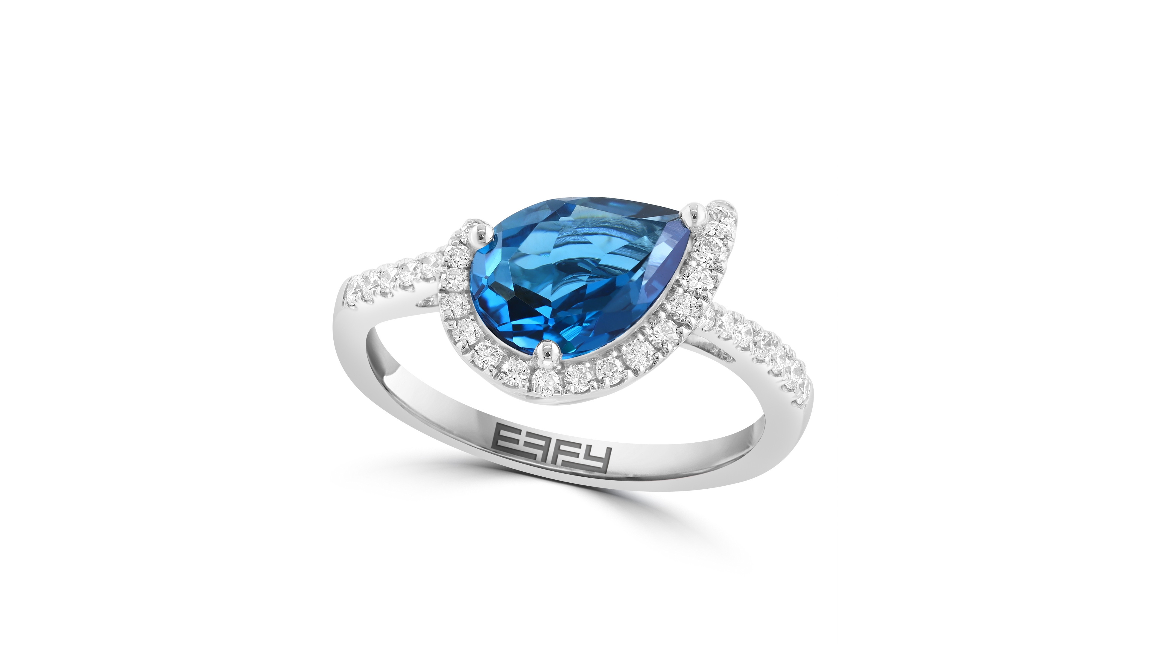 Effy Collection London Blue Topaz (2-3/8 ct. t.w.) & Diamond (1/4 ct. t.w.) Ring in 14k White Gold