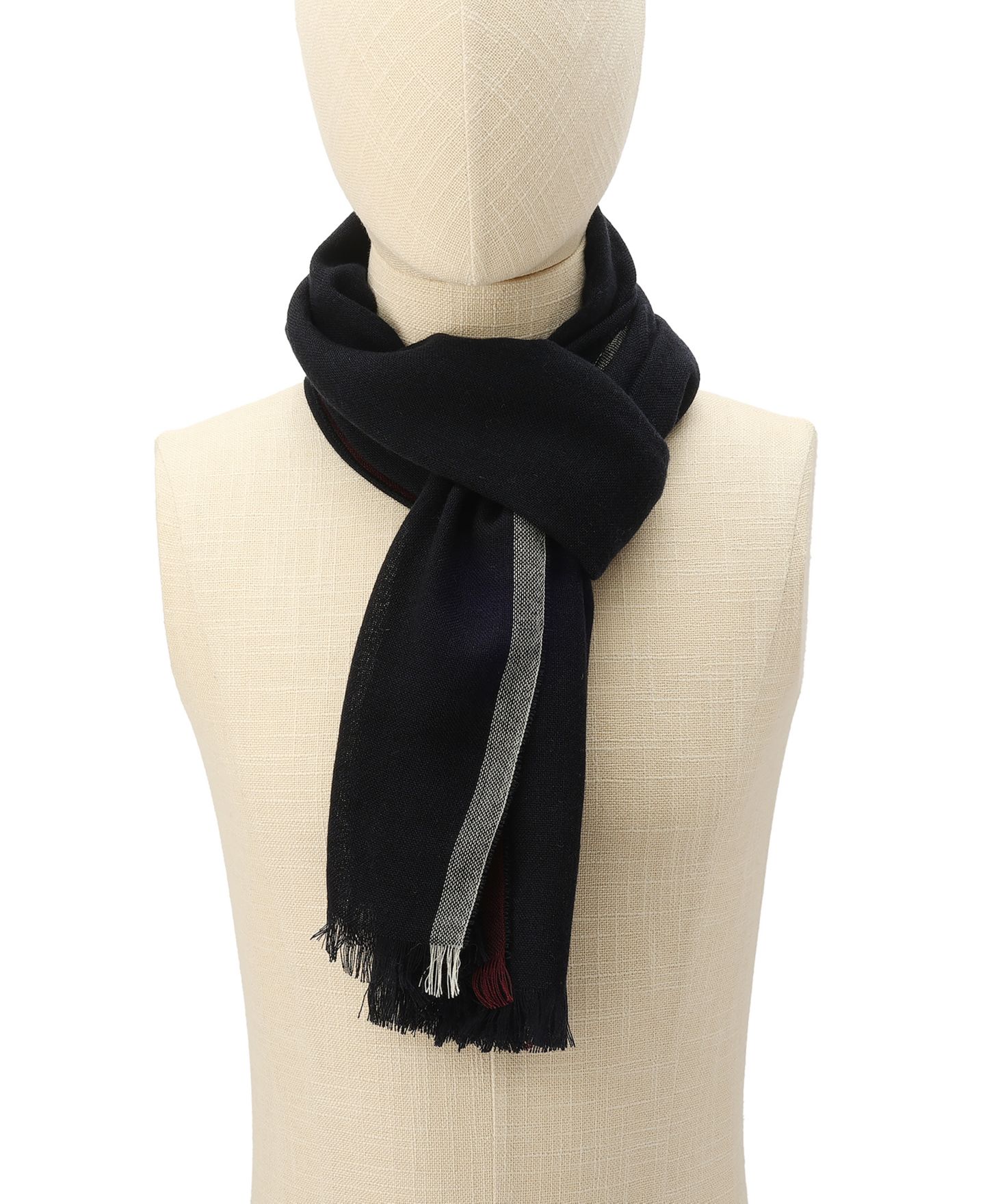 Мужской шарф Tommy Hilfiger Contrast Edge Yarn Dye Striped, цвет: Тёмно-синий — фото 6